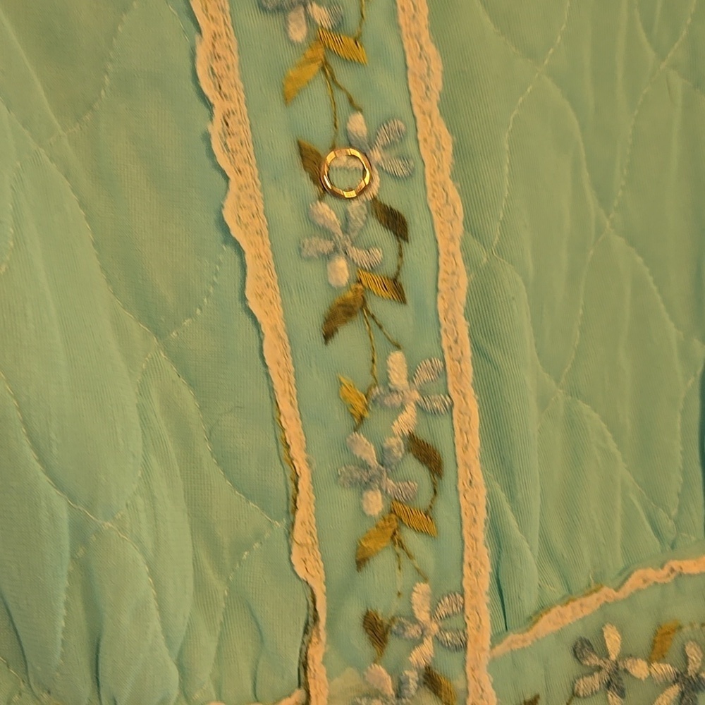 Elegant Blue Women's Robe. Handmade. True 70's! - Picture 2 of 5